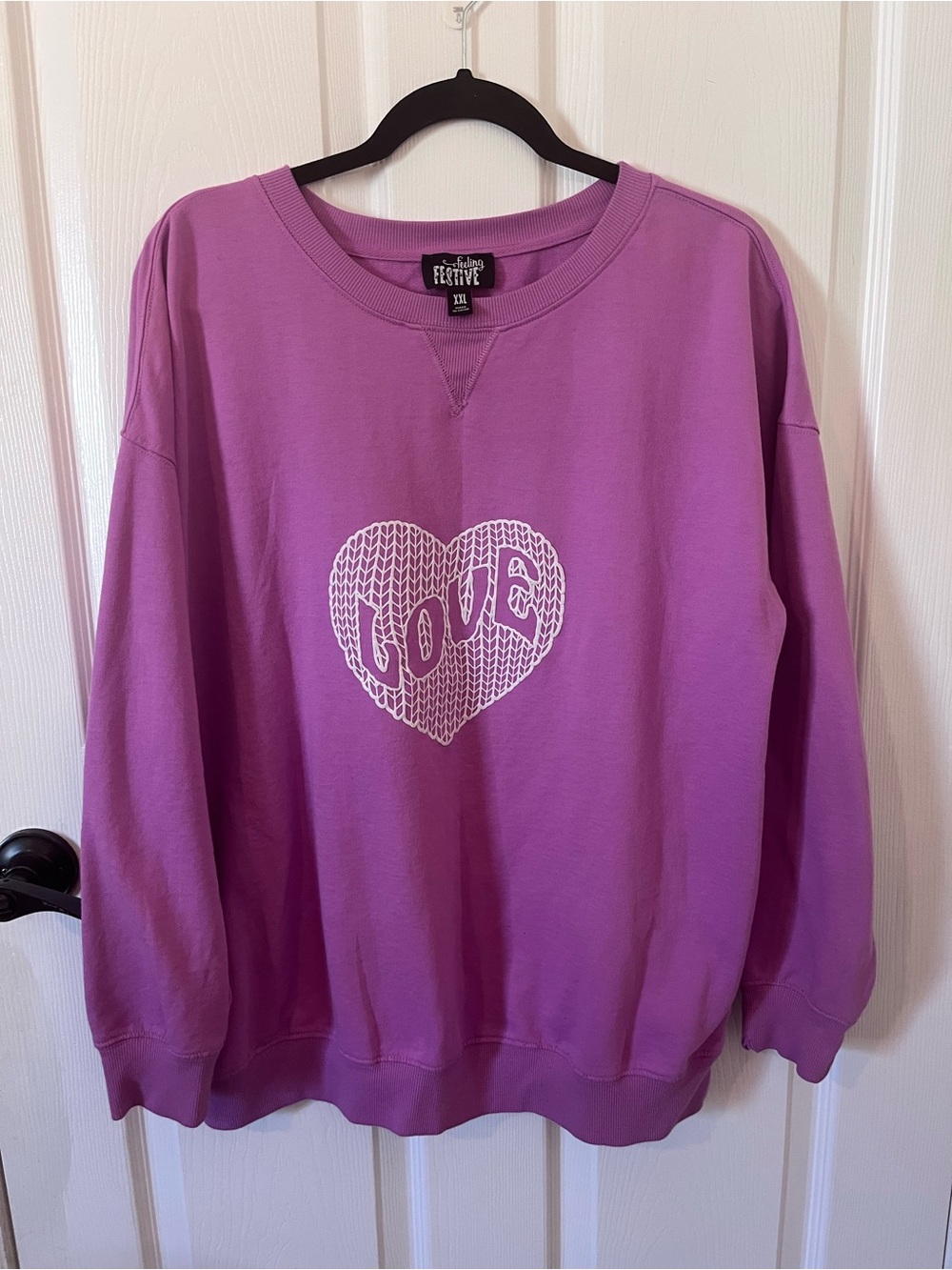 Feeling Festive "LOVE" Heart Graphic Purple Sweatshirt XXL 2X